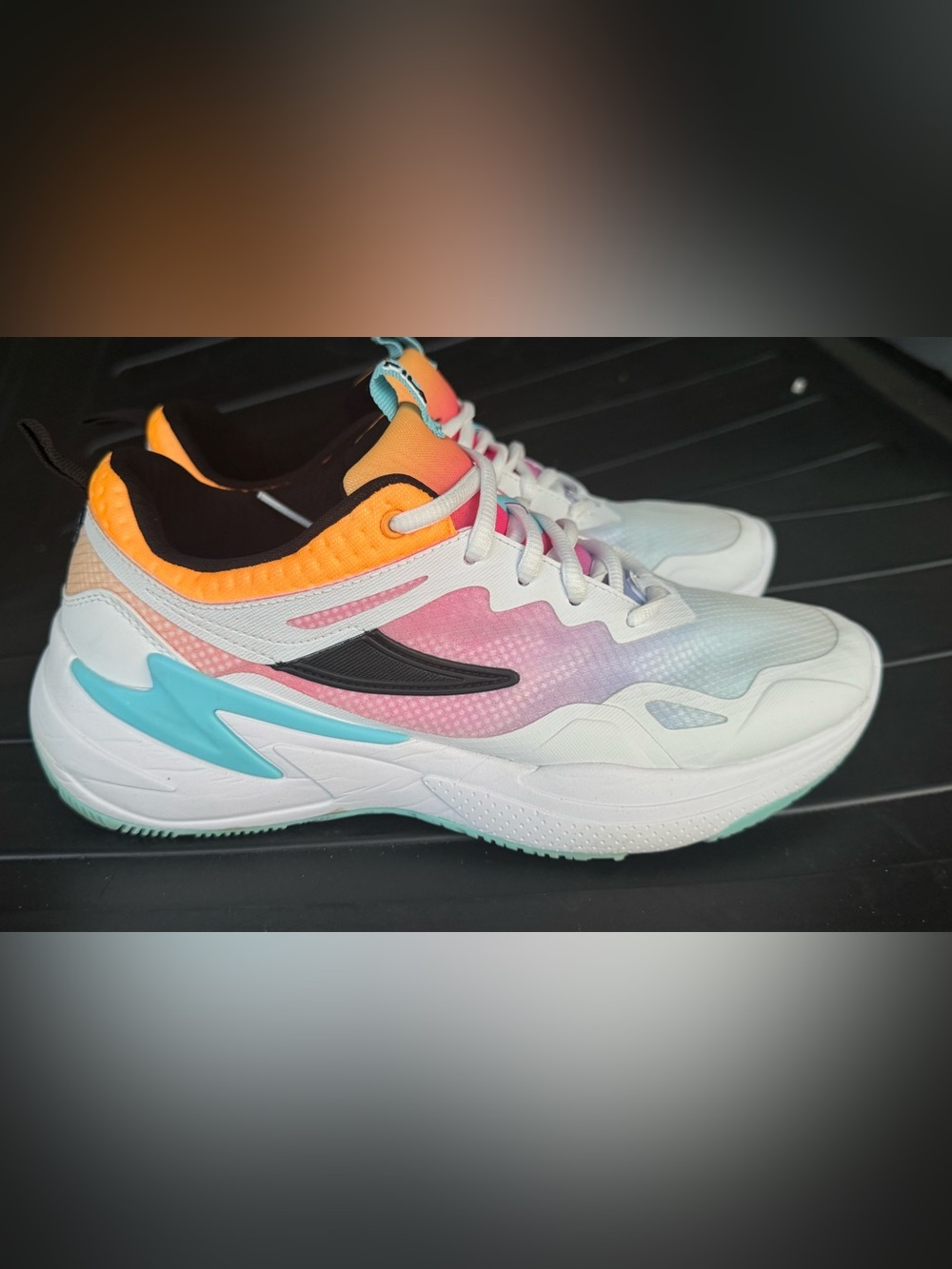 Fila Women's White Sneakers with Pink, Orange & Aqua Accents
